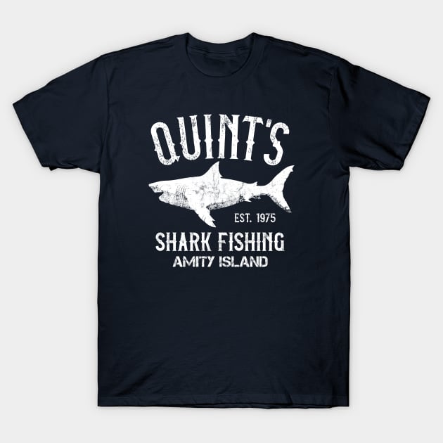 Quint's Shark Fishing - Amity Island 1975 Vintage T-Shirt T-Shirt by IncognitoMode